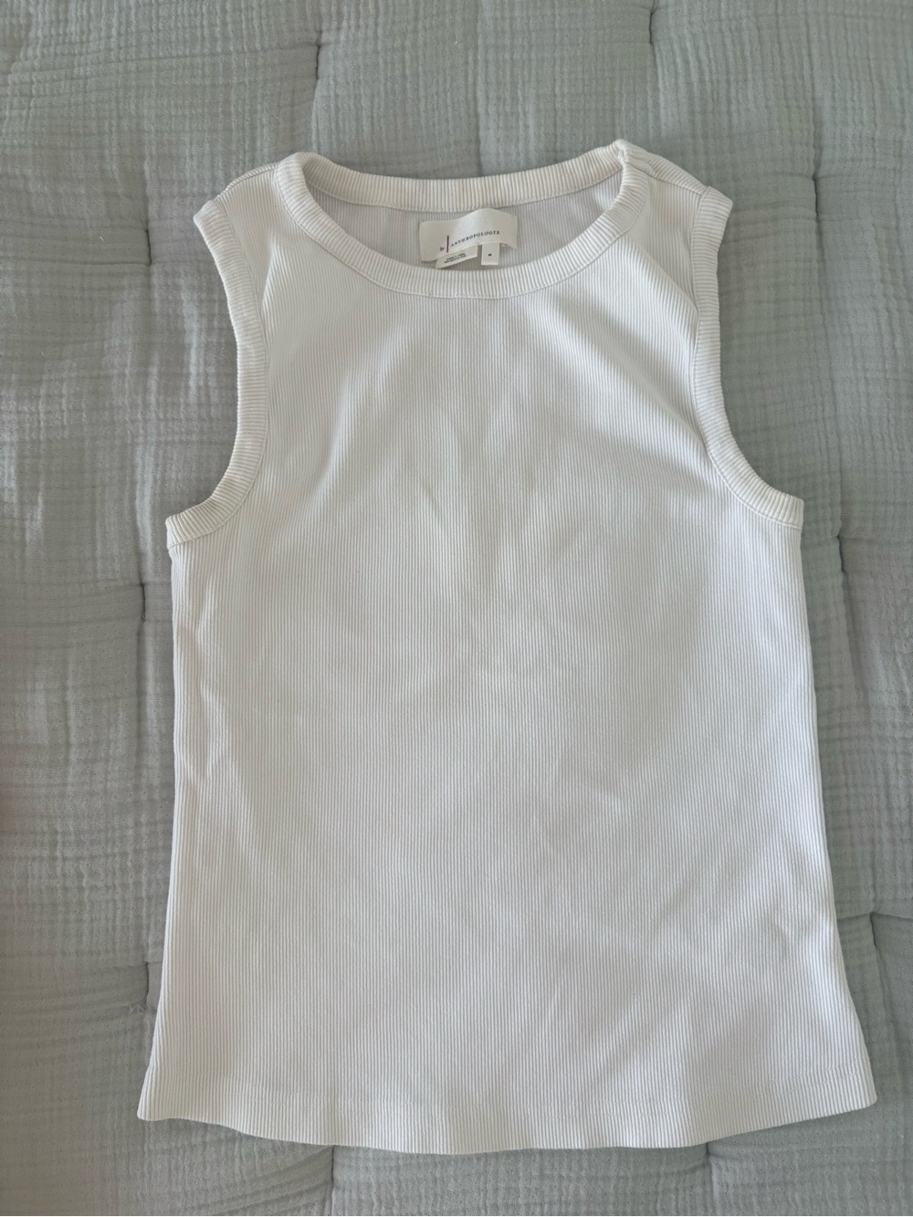Anthropologie White Ribbed Tank Top